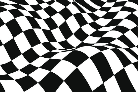 Undulating Checkerboard Grid Wall Murals