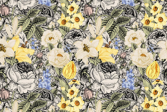 Vintage Flower Painting Wall Murals