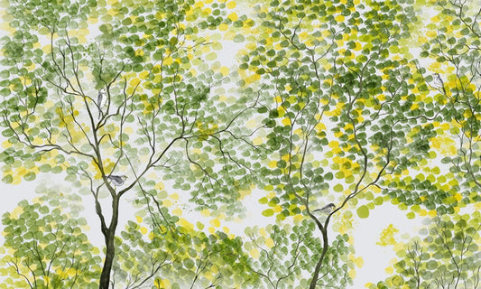 Watercolour Spring Trees Wall Murals