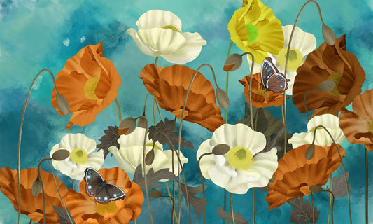 Misty Flowers Wall Murals