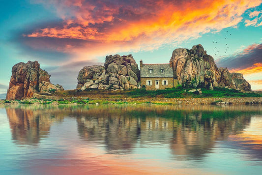 House beside Rock Wall Murals