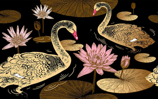 Goose and Lotus Wall Murals