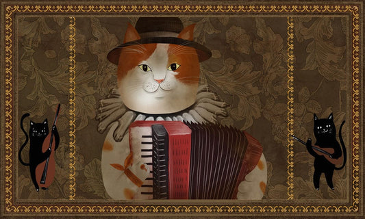 Musician Cat Player Wall Murals