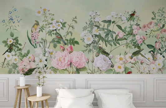 Birds & Fragrant Flowers Wall Murals