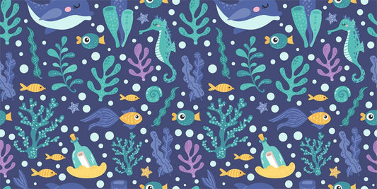 Fish and Bubble Wall Murals