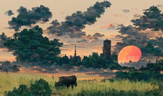 Village Sunset Wall Murals