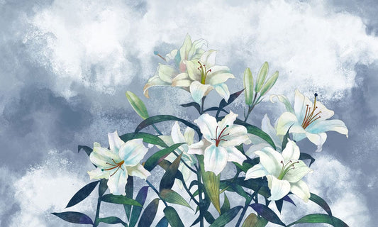 Blue Lily Bouquet Wall Murals