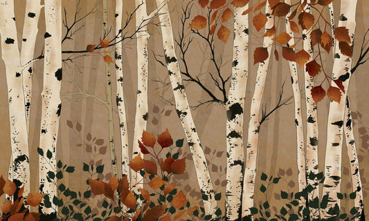 Brown Autumn Firmiana Wall Murals