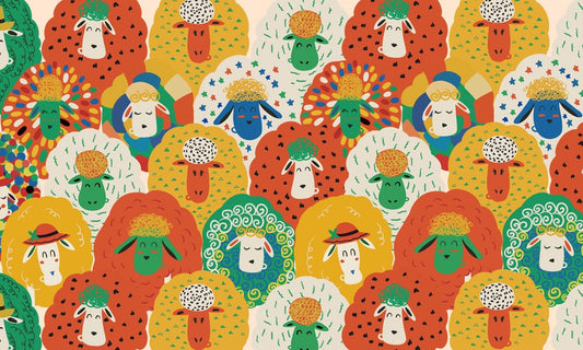 Colorful Lambs Wall Murals