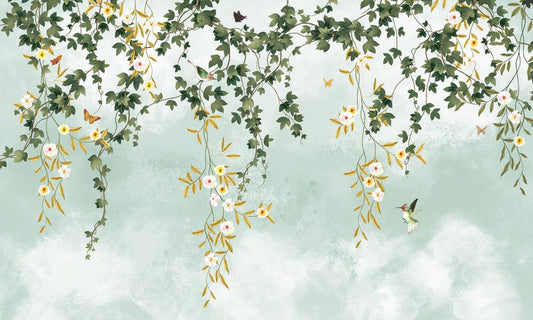 Green Weeping Leaves Wall Murals