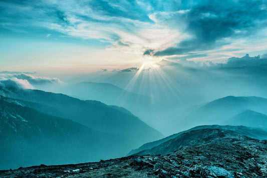 MIsty Mountains at Daybreak Wall Murals