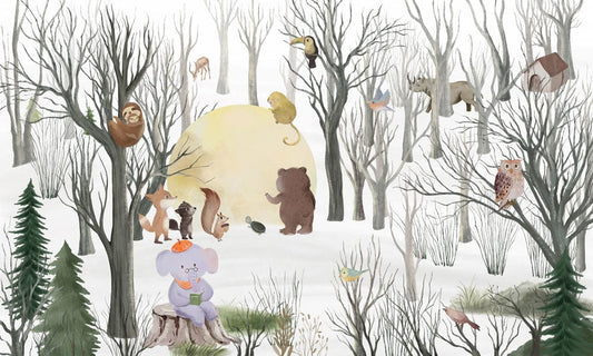 Moon in Winter Jungle Wall Murals
