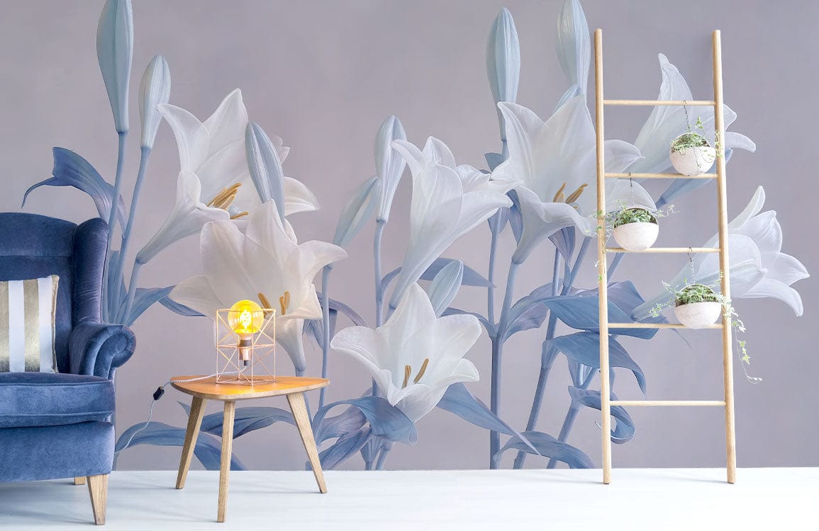 Ombre Blue Lilies Wall Murals