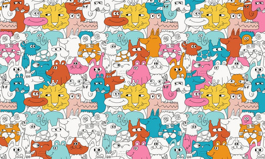 Uneven Colored Animals Wall Murals