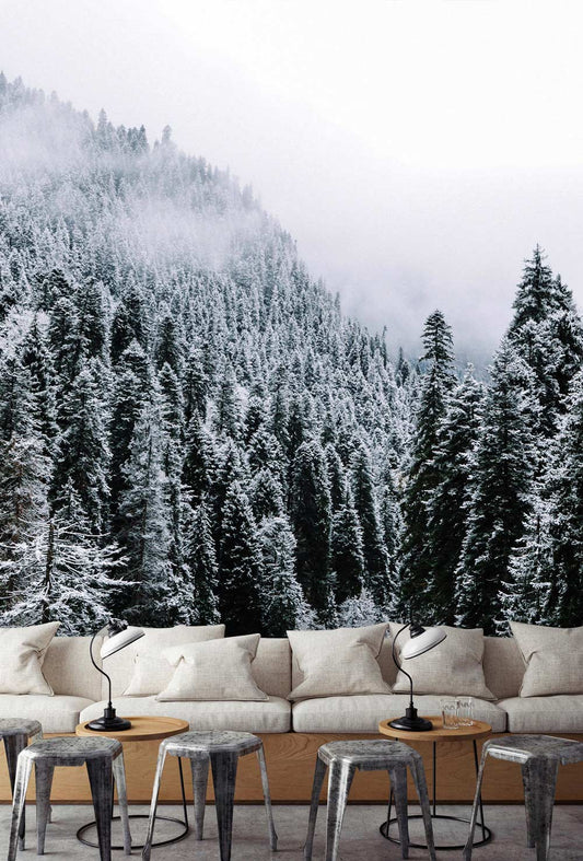 Winter Mist Forest Wall Murals