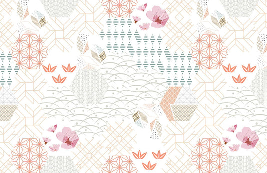 Japanese Geometric Flowers Ⅱ Wall Murals