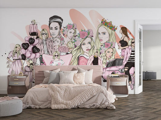 Beauties in Pink Wall Murals