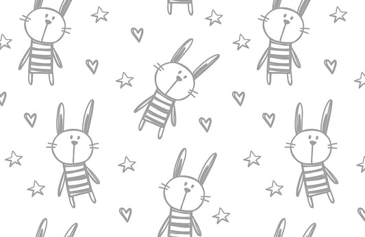 Black & White Bunny Wall Murals