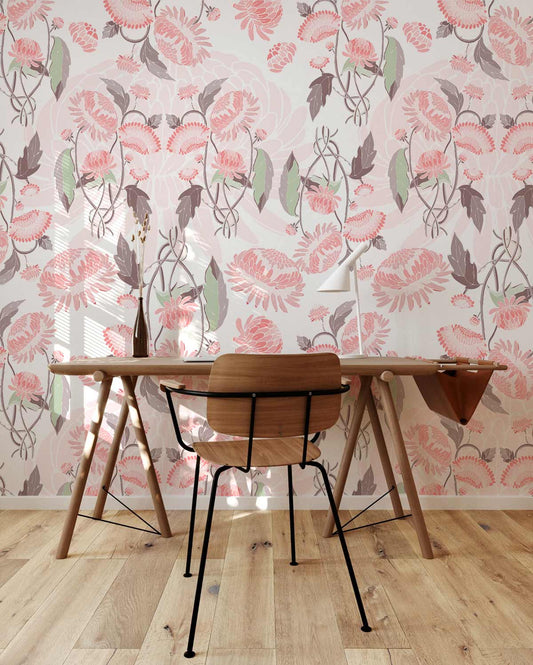 Pink Floral Wall Murals