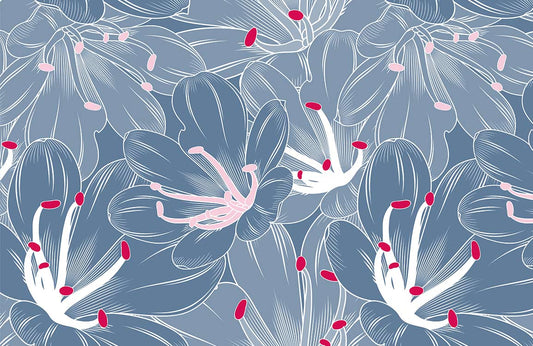 Large Blue Flowers Wall Murals