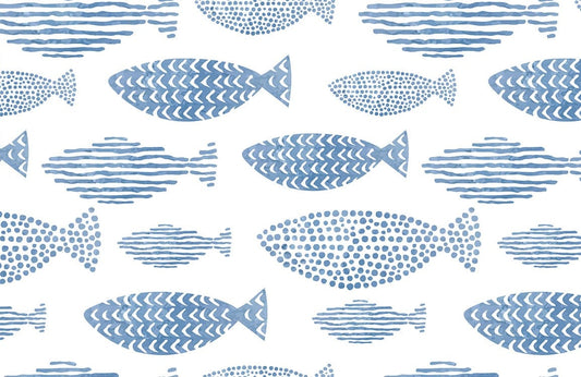 Blue Watercolour Fish Wall Murals