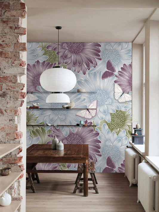 Butterfly In Daisy Wall Murals