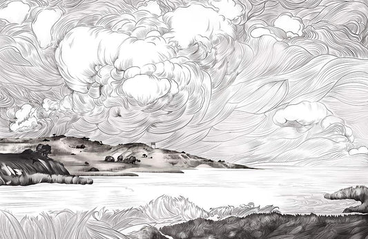 Cloudy River Wall Murals