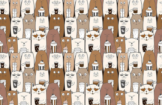 Coffee Cats Wall Murals