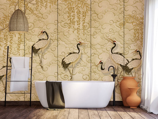 Cranes on Clouds Wall Murals