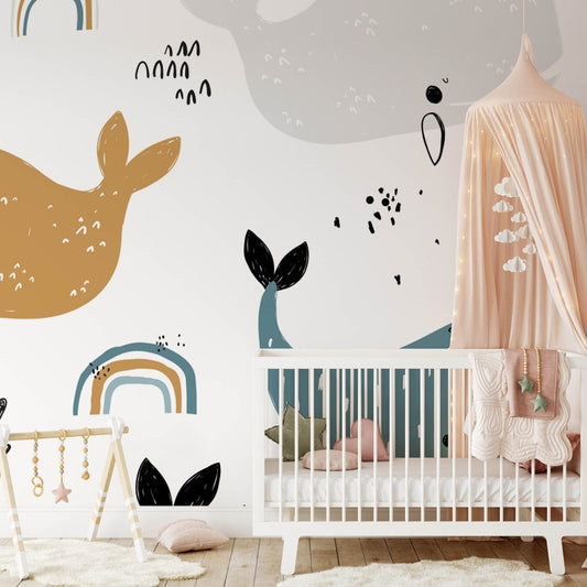 Cute Whales Wall Murals