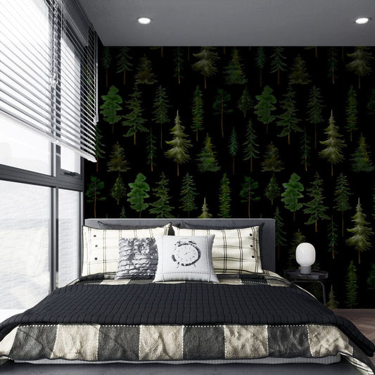 Dark Green Forest Wall Murals