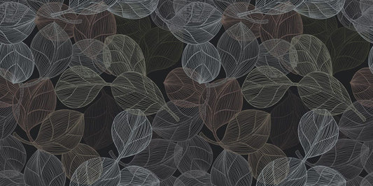 Dark Line Leaves Wall Murals