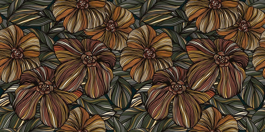 Dark Orange Flowers Wall Murals