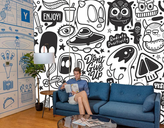 Doodle Aliens Wall Murals