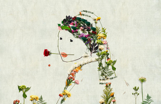 Dried Flowers Girl Wall Murals