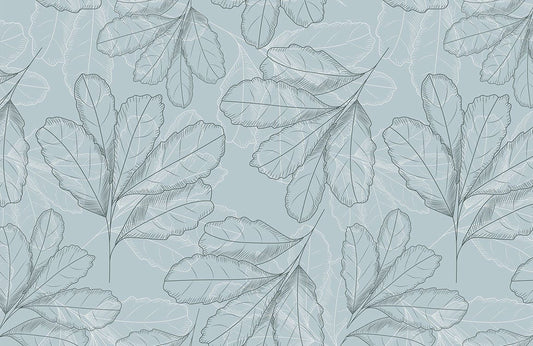 Dusty Blue Leaves Wall Murals