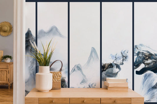 Floating Ink Mountains Wall Murals