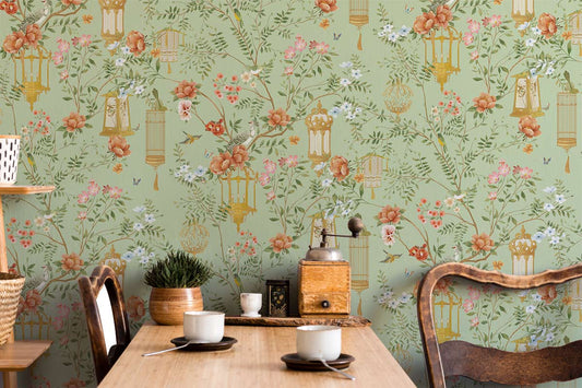 Flowers & Birdcage II Wall Murals