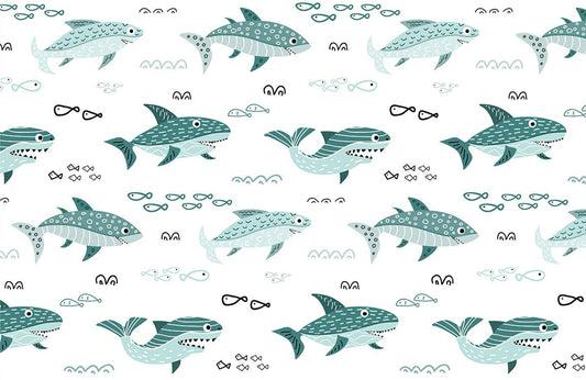 Foraging Sharks Wall Murals