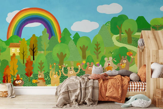 Forest Rainbow Feast Wall Murals