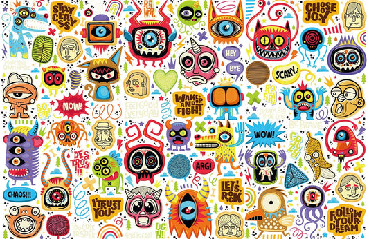 Funny Doodle Monsters Wall Murals