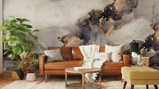 Gilt Watercolor Marble Wall Murals