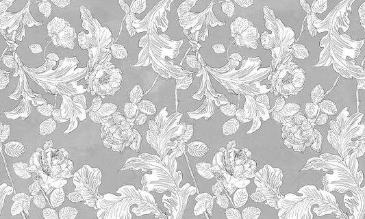 Gray Sketch Flowers Wall Murals