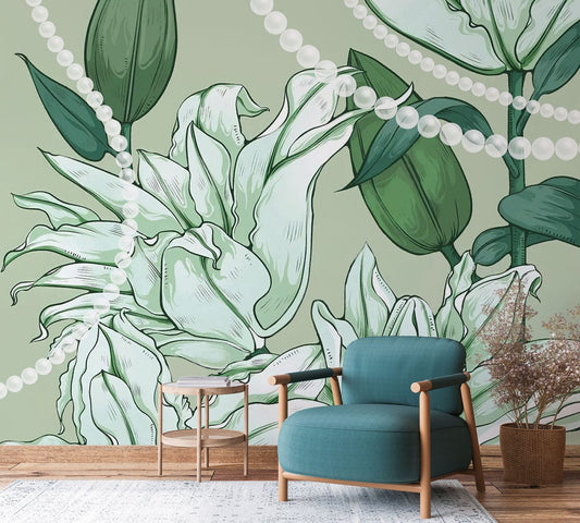Green Lily with Jewellery Wall Murals