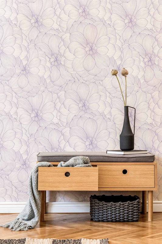 Linedrawn Hydrangea Wall Murals