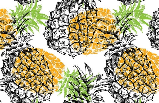 Linedrawn Pineapples Wall Murals