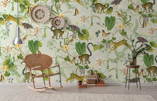 Animals In Plant Vine Wall Murals
