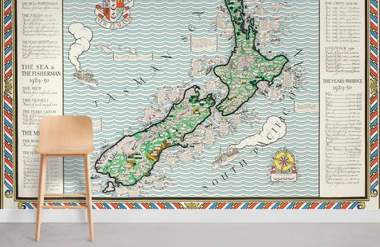 Map of New Zealand Wall Murals