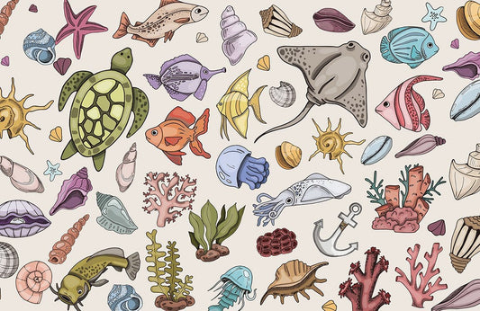 Sea Creatures II Wall Murals