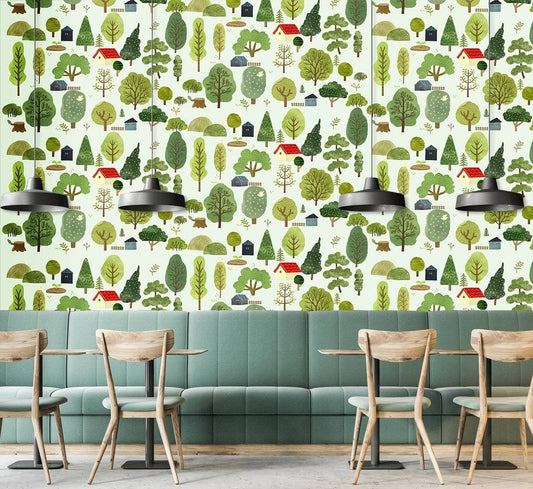 Mini Cartoon Trees Wall Murals